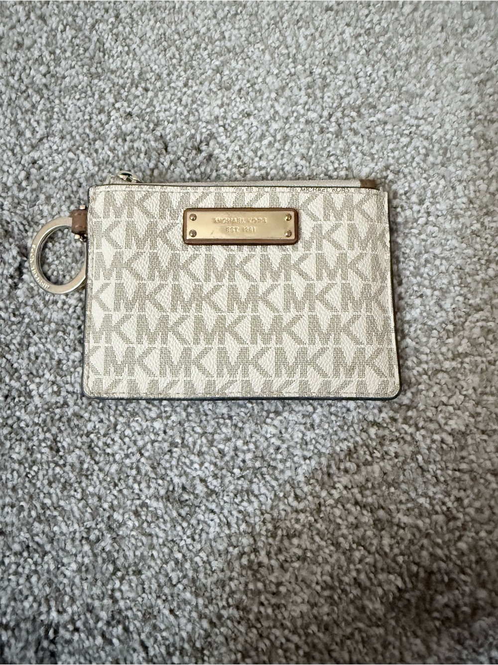 Michael Kors Signature Logo Zip Pouch in Vanilla